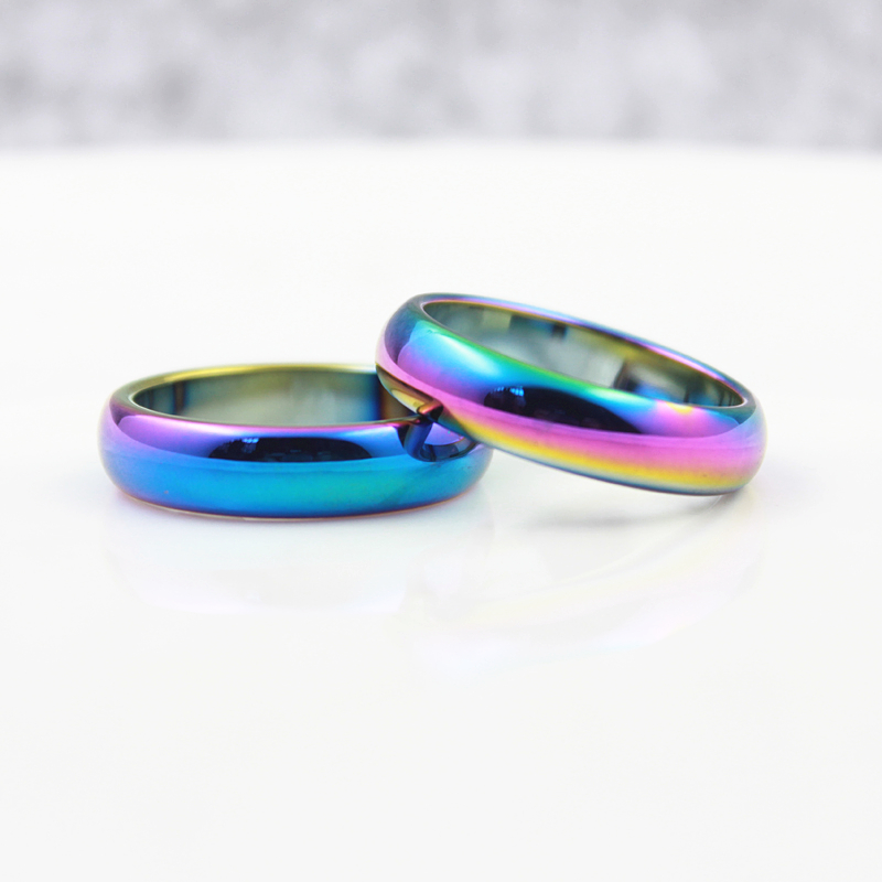 Curved Hematite Rainbow Ring - Hematite Rings